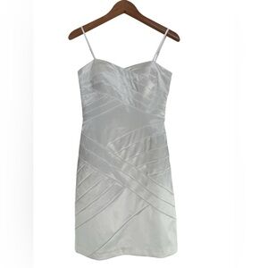 DECODE 1.8 White Satin Diagonal Seams Sweetheart Sheath Party Dress 6